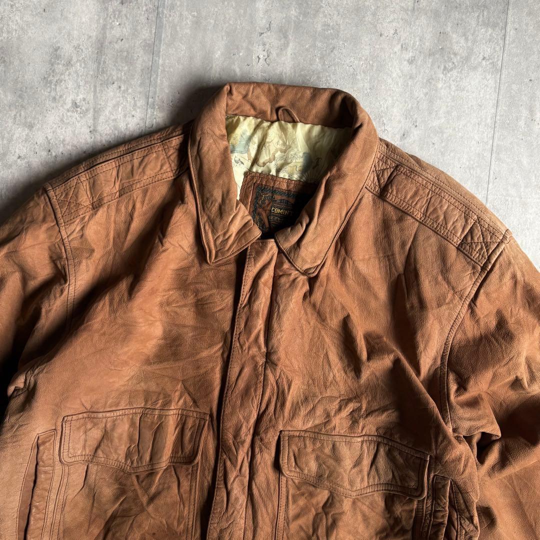 90s vintage】A-2 フライトジャケット レザーブルゾン 短丈 本革