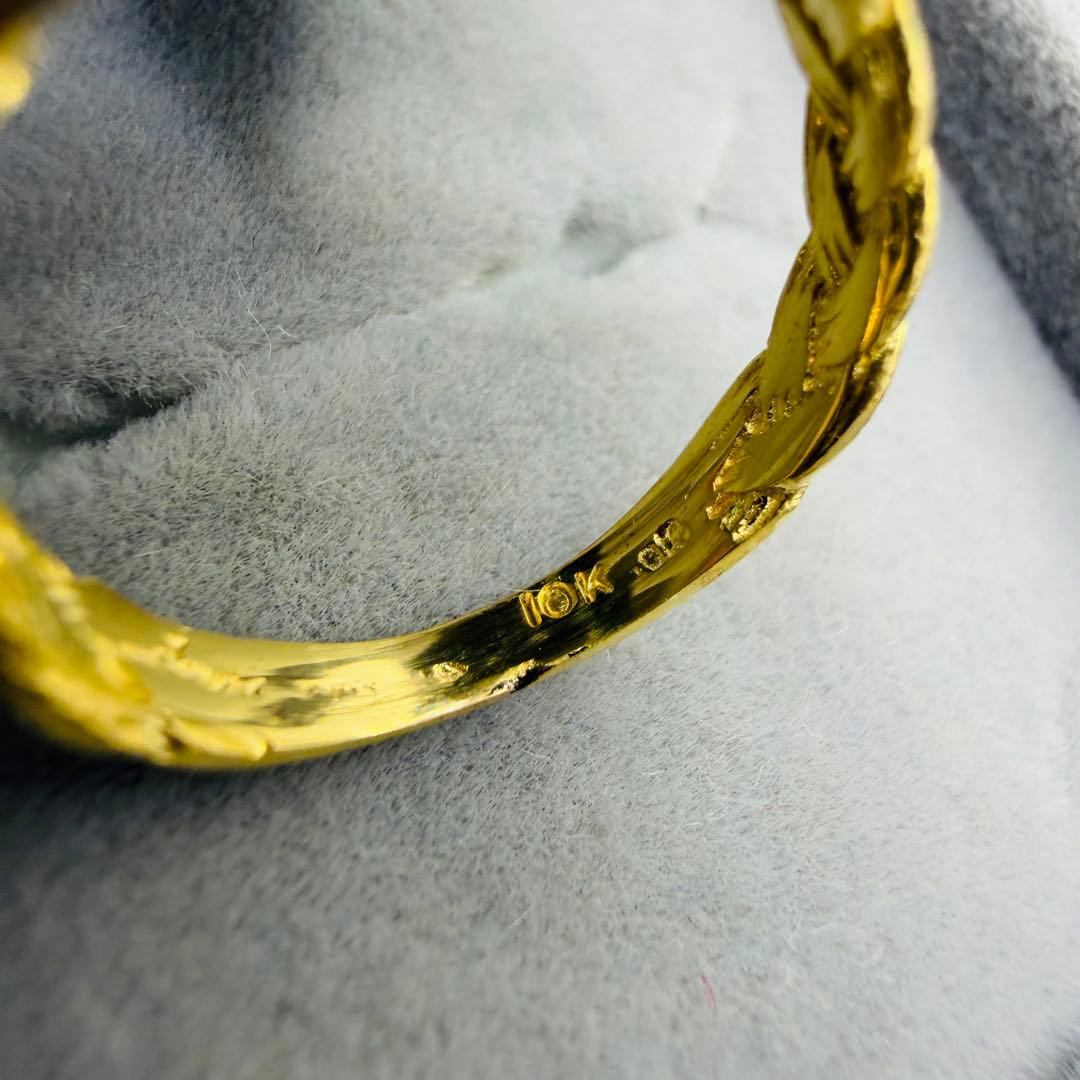 【美品】0.76ct 天然エメラルド 10K YG リング 9号 鑑別書付