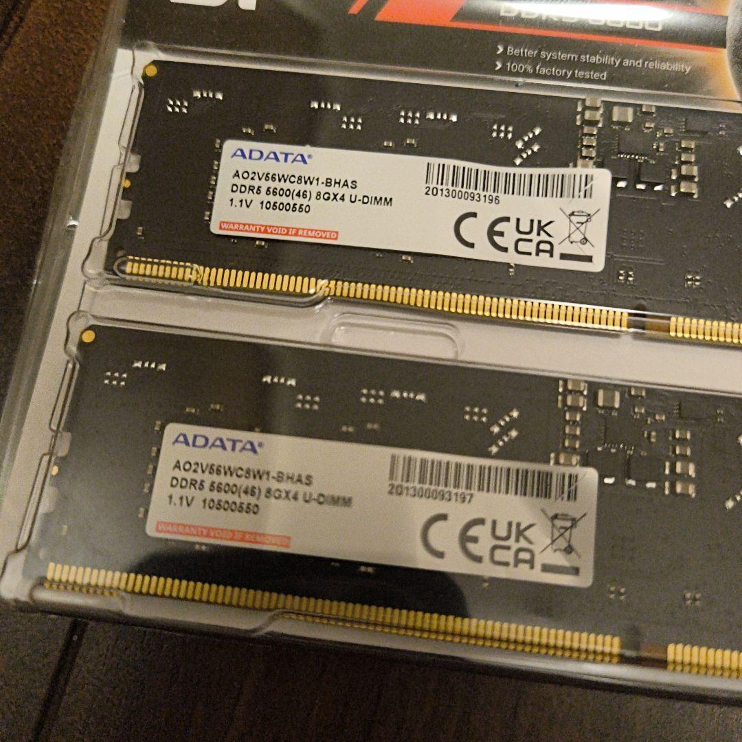 ADATA DDR5 5600 16GB (8GB×2) メモリ BTO外し Amazon | ADATA デスクトップPC用メモリ DDR5 PC5-44800（DDR5-5600