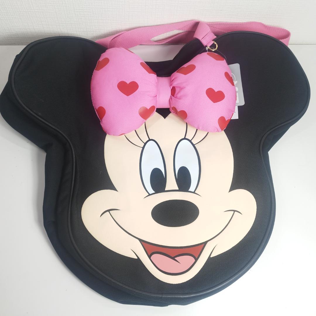 ミニーマウス ビッグフェイス トートバッグ ピンクハート 海外ディズニ IEb4