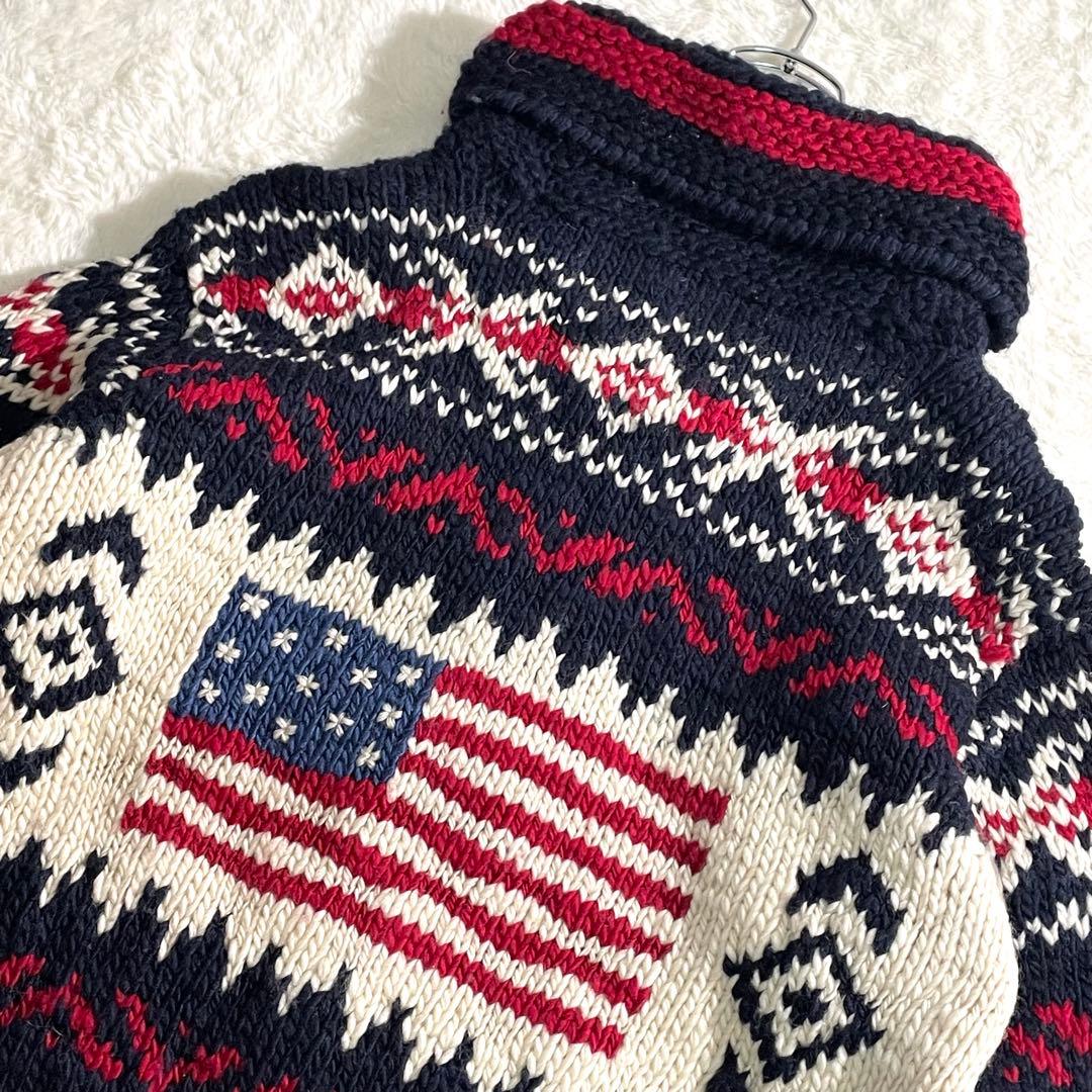 ラルフローレン カウチンニット 星条旗 ノルディック ウルグアイ製 S