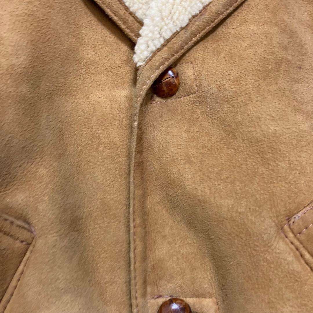 美品】ショット リアルムートン ランチコート くるみボタン ライト