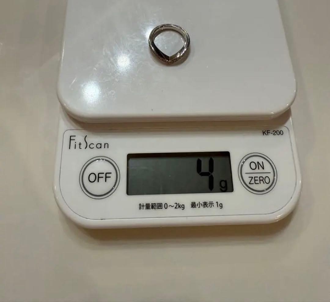 ノーブランド　K18 ホワイトゴールド　V字ダイヤリング　指輪　4g 0.3ct