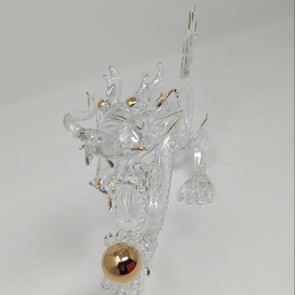 フォーカート ガラス製ドラゴン 龍 開運 金皇帝 FG40XS 金色の玉付き