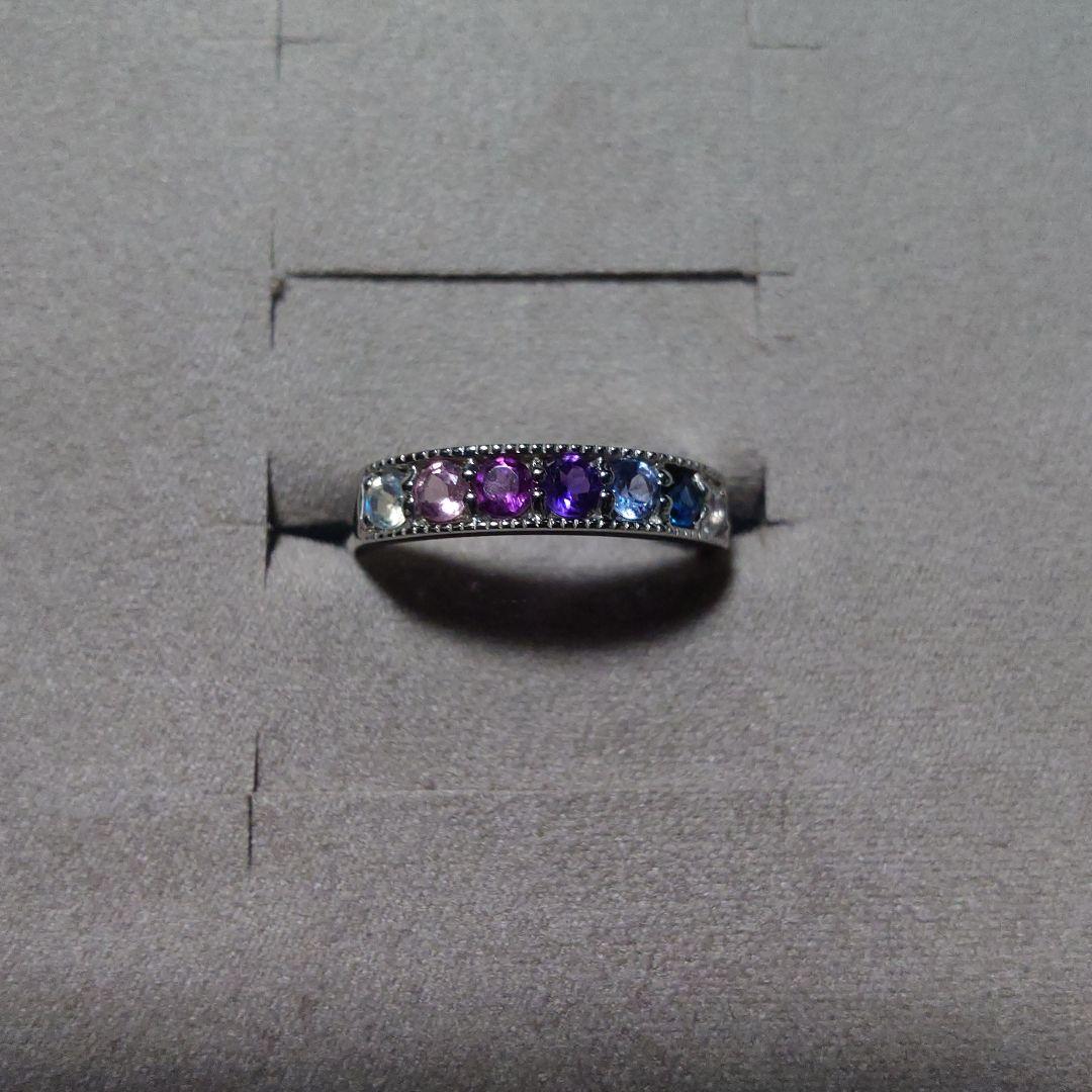 ハーフエタニティリング ミル打ち K10WG マルチストーン - メルカリ