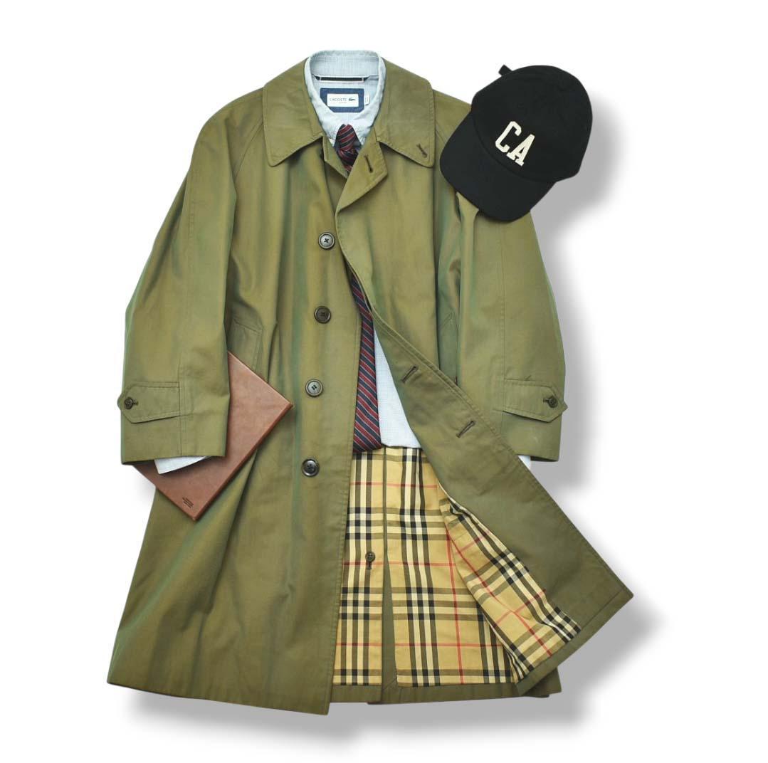 ノバチェック柄】60s70s バーバリー ステンカラーコート 玉虫色 メンズ