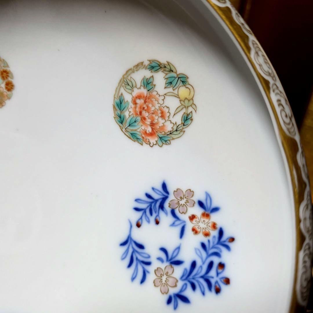 深川製磁 希少 オールド深川 染錦花丸紋 高台鉢 菓子鉢 盛り鉢