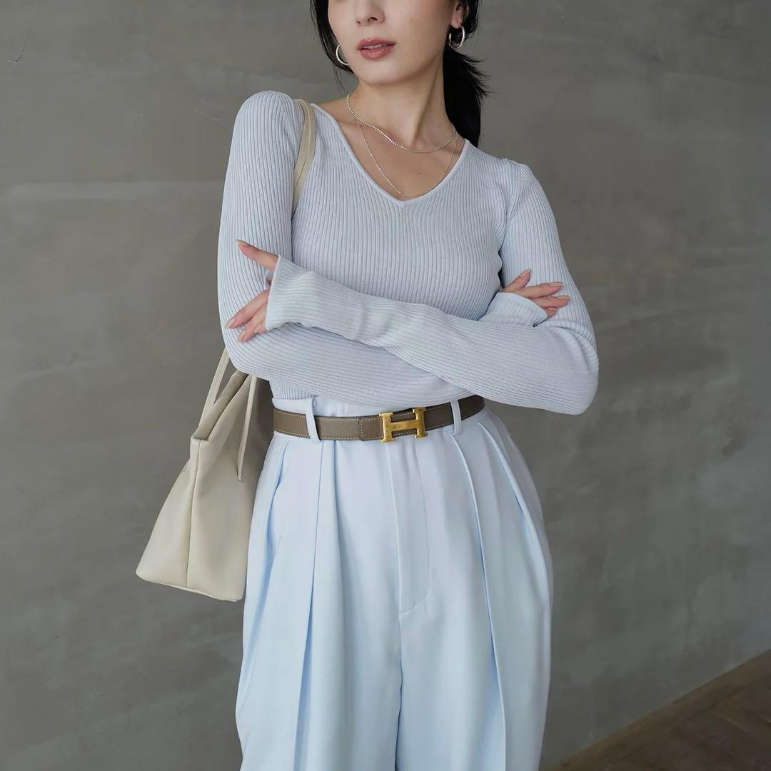 【新品】リュクスビスコースリブニットプルオーバー リュクスビスコースリブニットプルオーバー