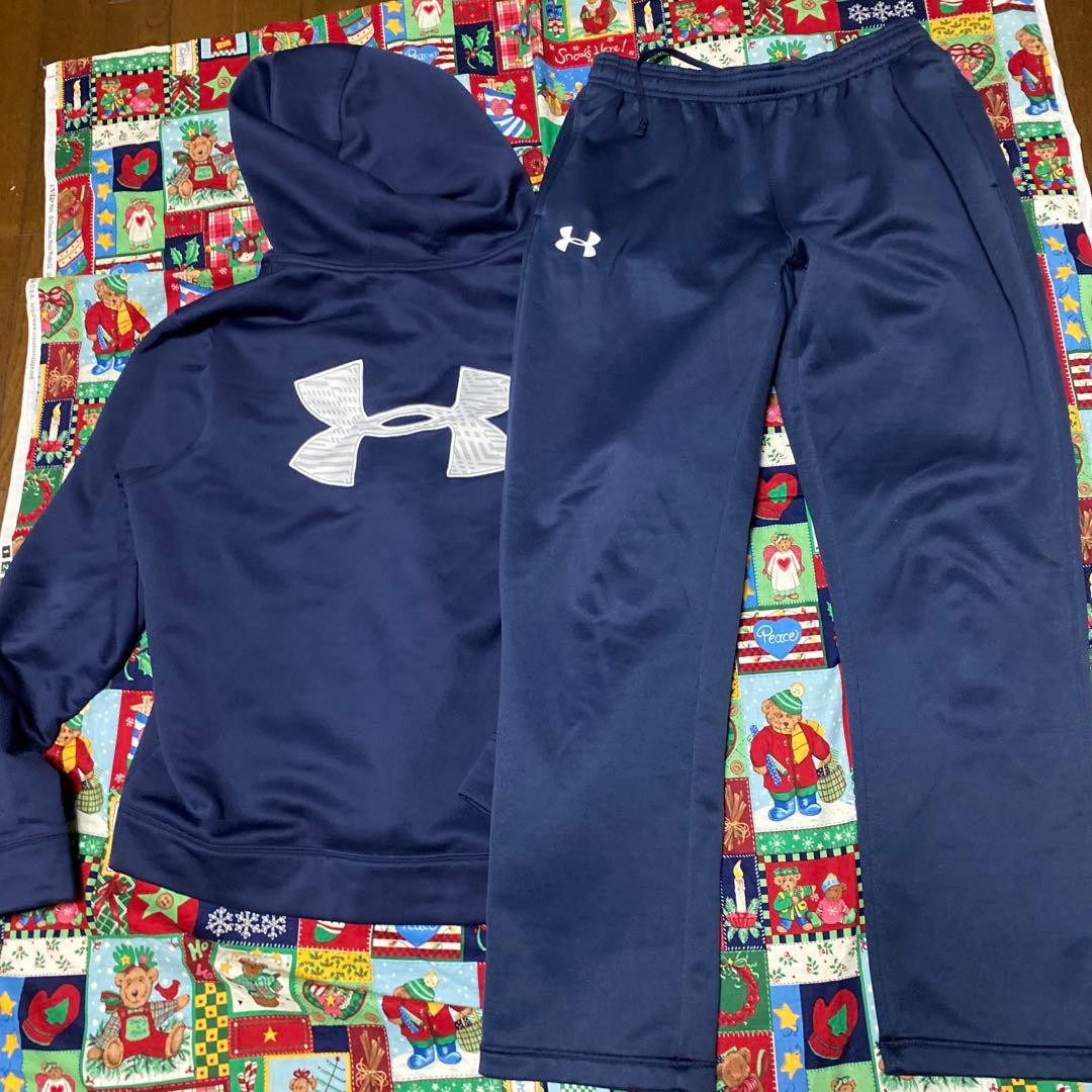 Under Armour フード付きジャージ上下セット ネイビー - メルカリ