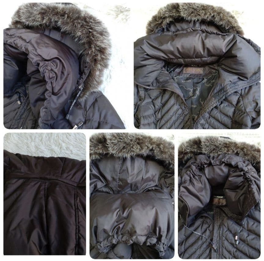 BALMAIN Lサイズ ダウンコート リアルファー 大きいサイズ フード 茶