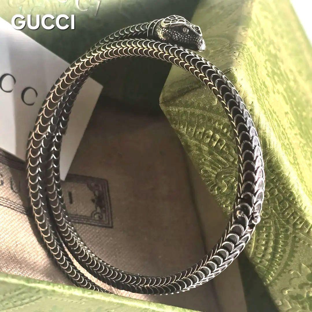 【希少】グッチ バングル ブレスレット メンズ ガーデン スネーク 18cm 超レア廃盤美品】GUCCI スネーク モチーフ ブレスレット ガーデン