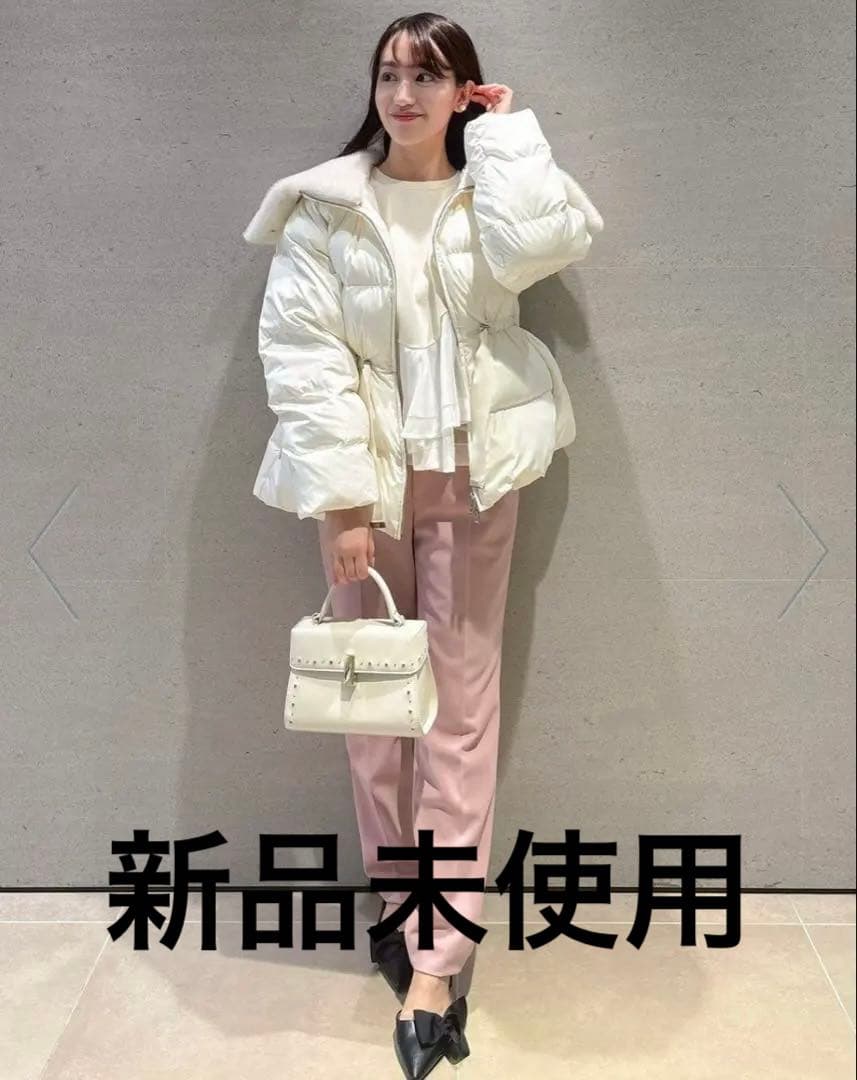 様 CELFORD ファー襟付キルティングショートコート アイボリー サイ