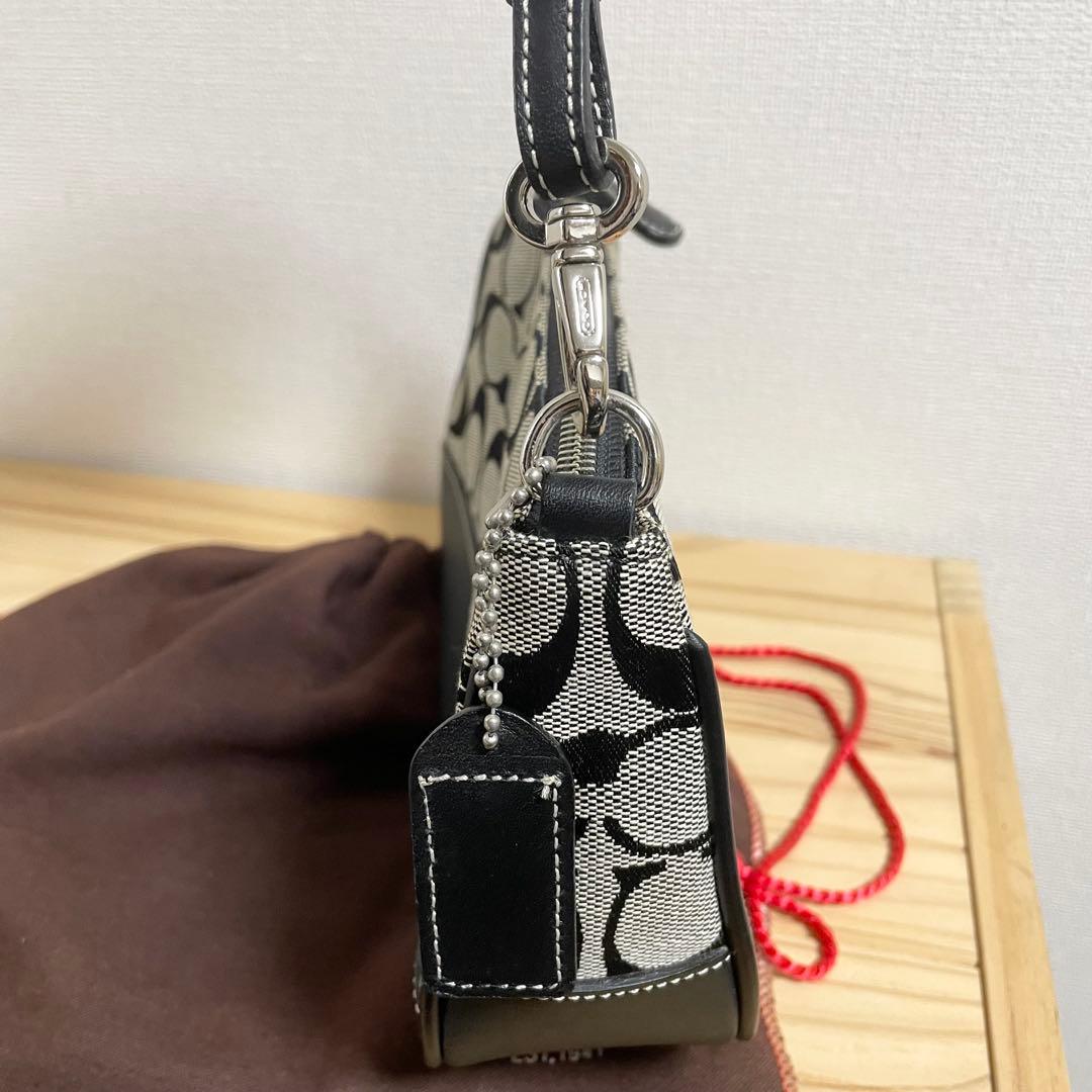 コーチ COACH 6094 美品 シグネチャー アクセサリーポーチ 黒 袋付き
