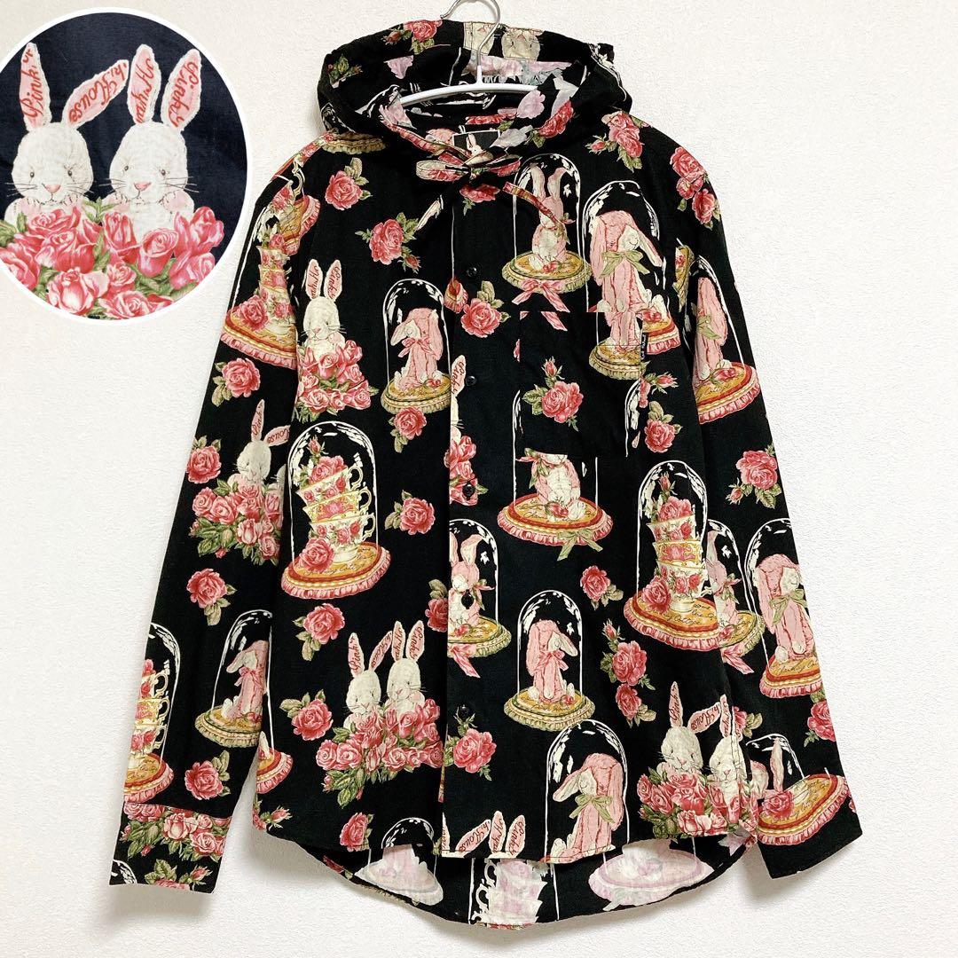 カールヘルム　うさぎ　フード付　シャツ　ブラウス　黒　M　ラビット ピンクうさぎシャツ【M】 - ピンクハウス通販｜リサイクルブティック