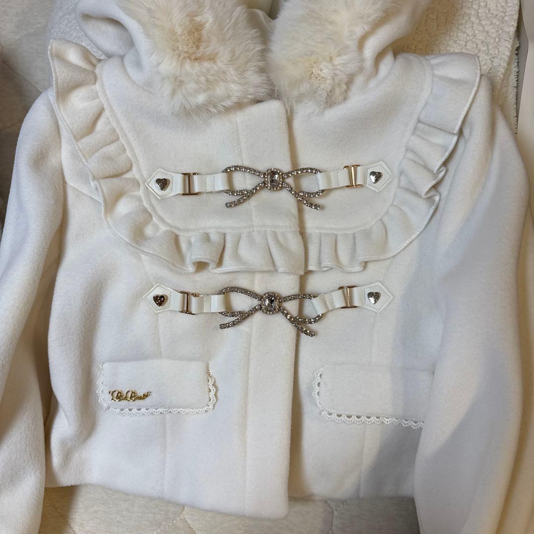 LIZLISA ビジューリボンショートフードコート ホワイト - メルカリ