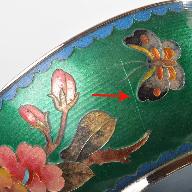 中国 古七宝 緑透釉 銀線象嵌 花蝶文 小鉢 唐木台付 M R6842 - メルカリ