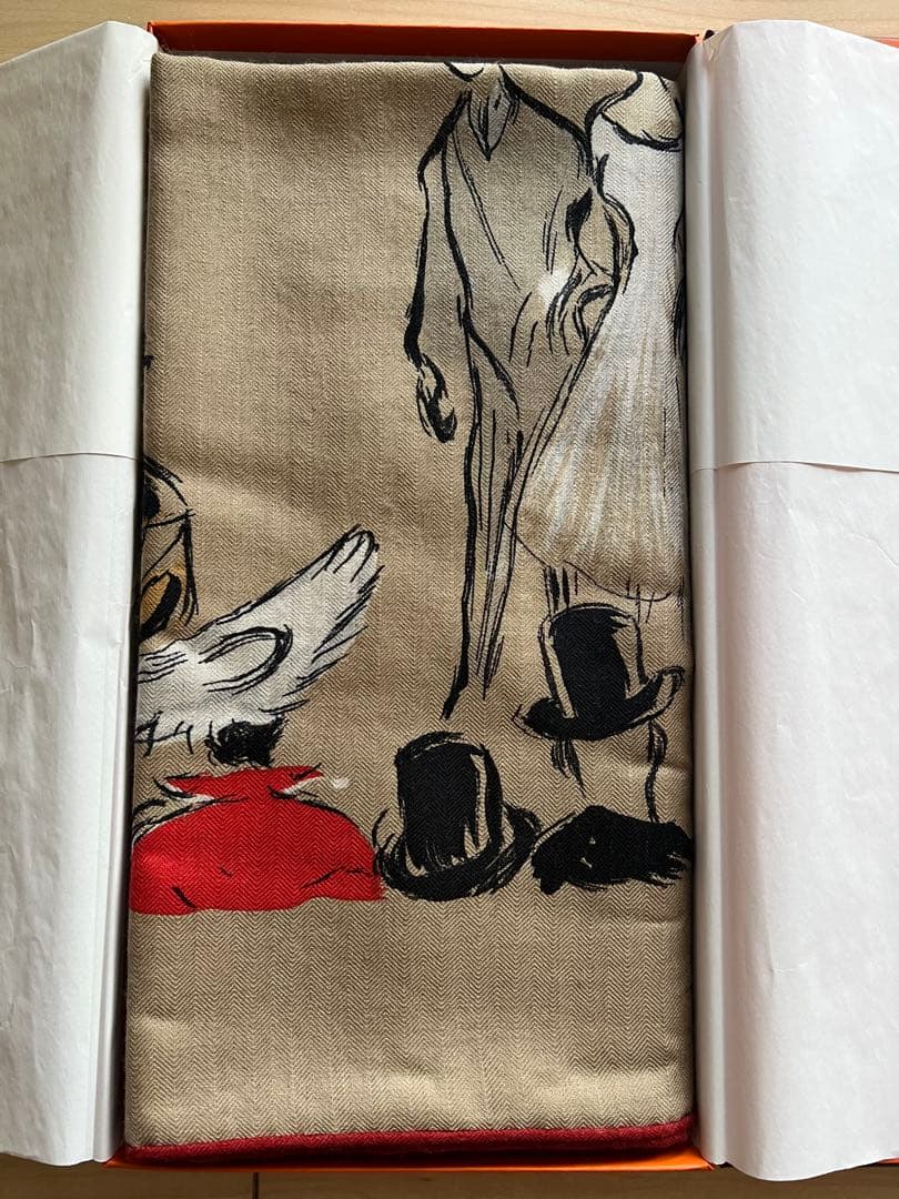 新品　エルメス　カシシル　カレジェアン　 《パドック》カシミヤ　バンダナ　140