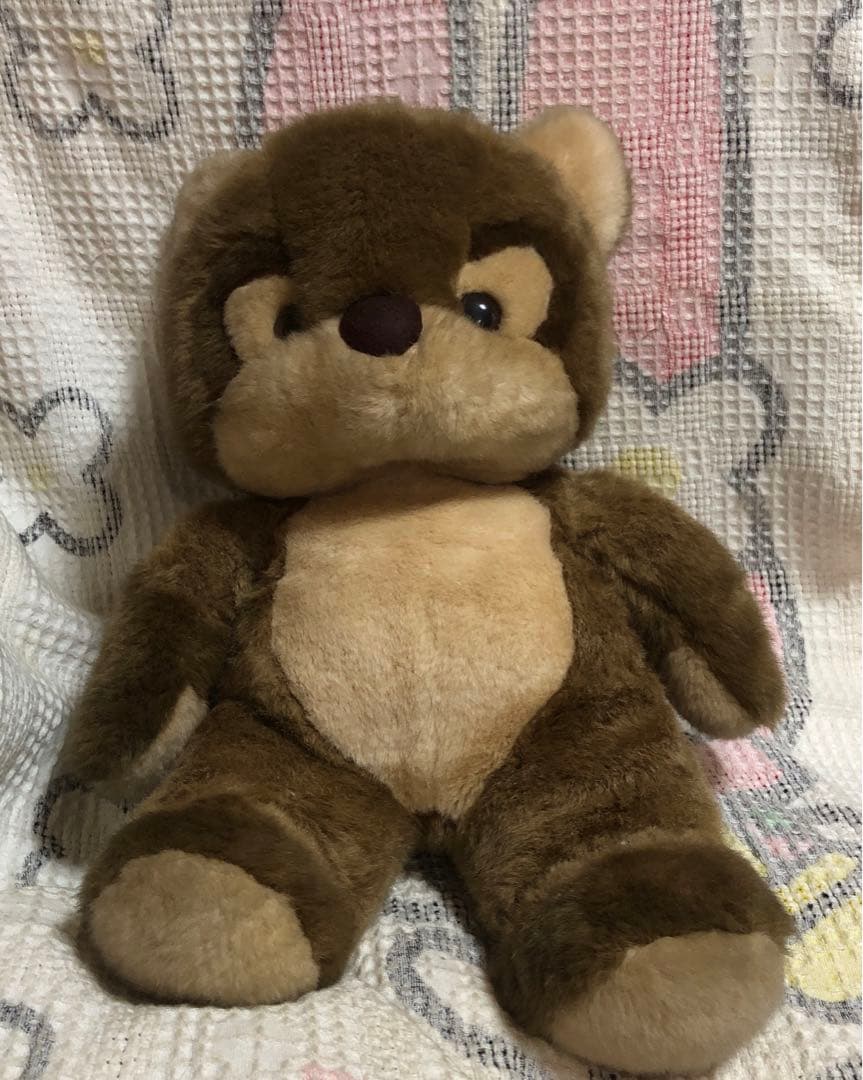 昭和レトロ　ヴィンテージ メーカー名不明　アライグマ　ぬいぐるみ　中古品