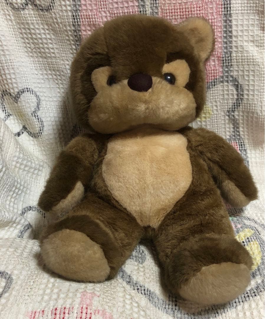 昭和レトロ　ヴィンテージ メーカー名不明　アライグマ　ぬいぐるみ　中古品