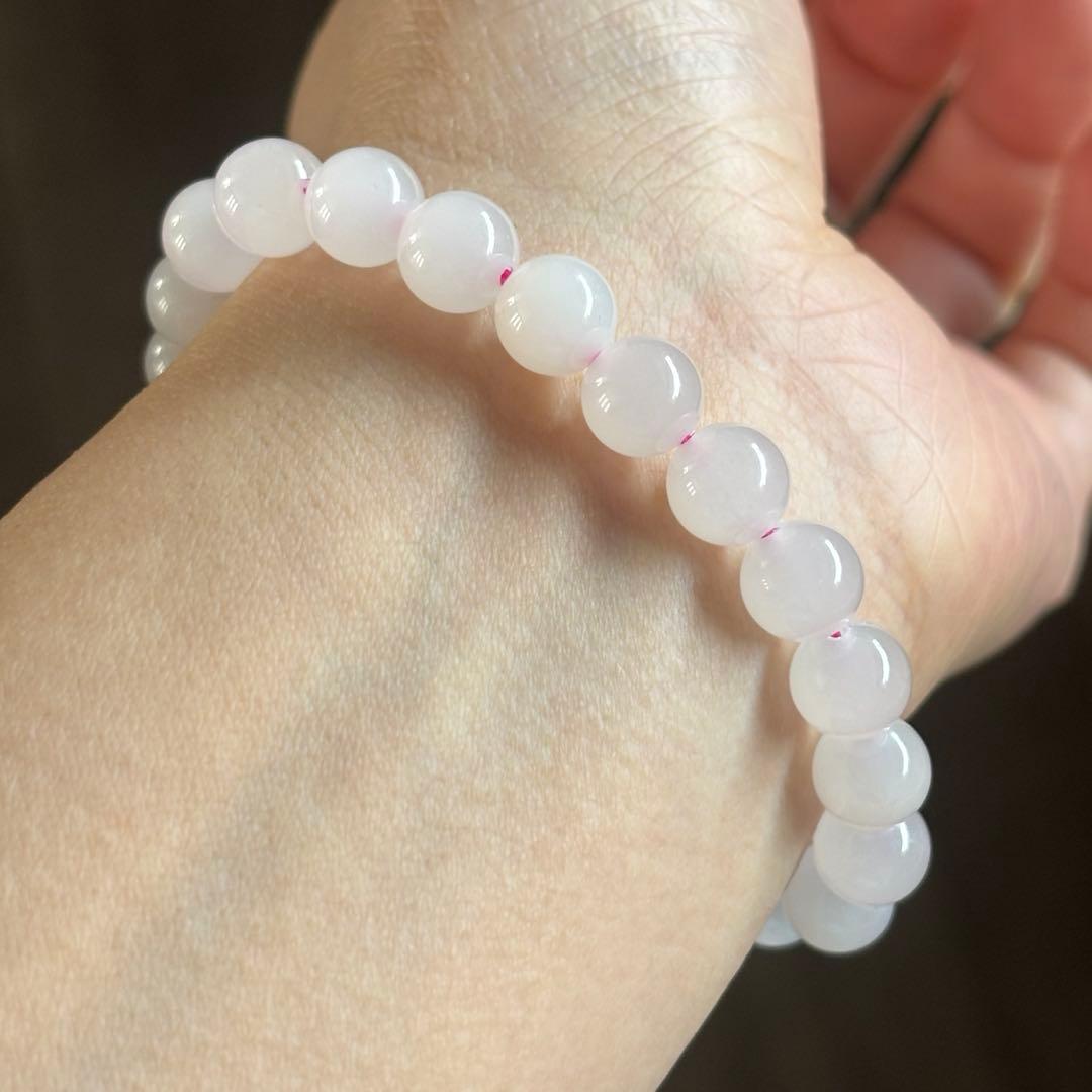 天然和田玉　ネフライト　藕粉色 淡いピンク　7.9mm ブレスレット