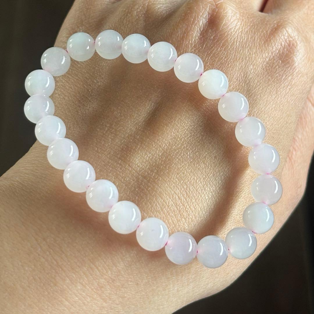 天然和田玉　ネフライト　藕粉色 淡いピンク　7.9mm ブレスレット