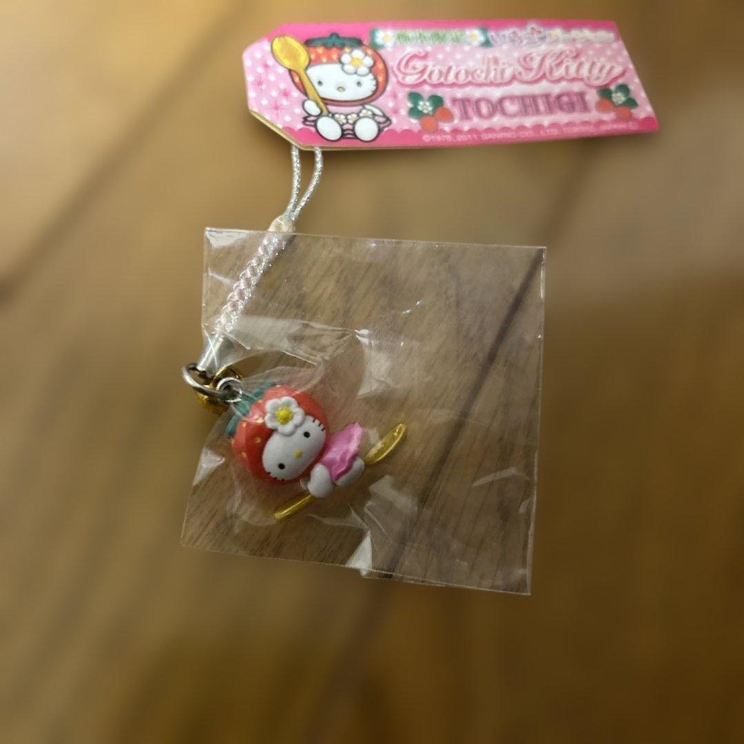 ハローキティ ご当地キティ 栃木県 金のスプーンいちごキティ根付け