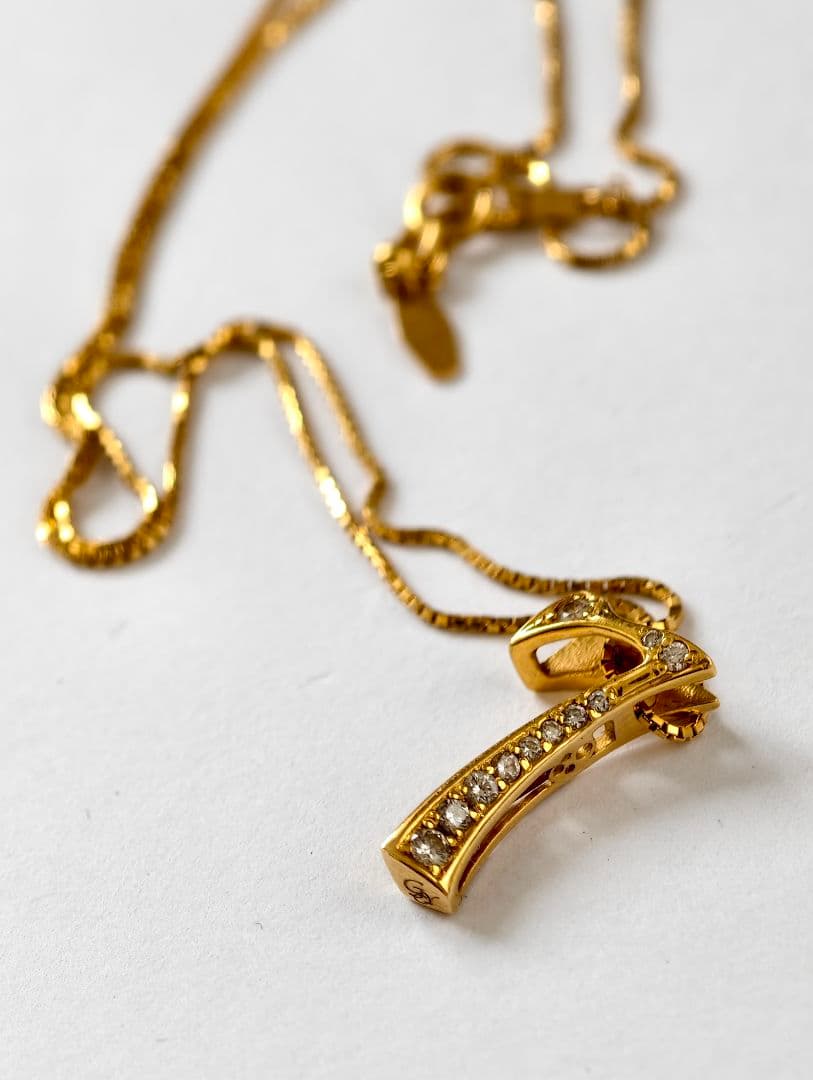 ゆきざき ノンブル ダイヤ ネックレス K18(YG) 3.7g 0.17