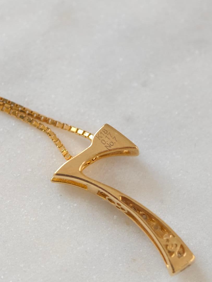 ゆきざき ノンブル ダイヤ ネックレス K18(YG) 3.7g 0.17