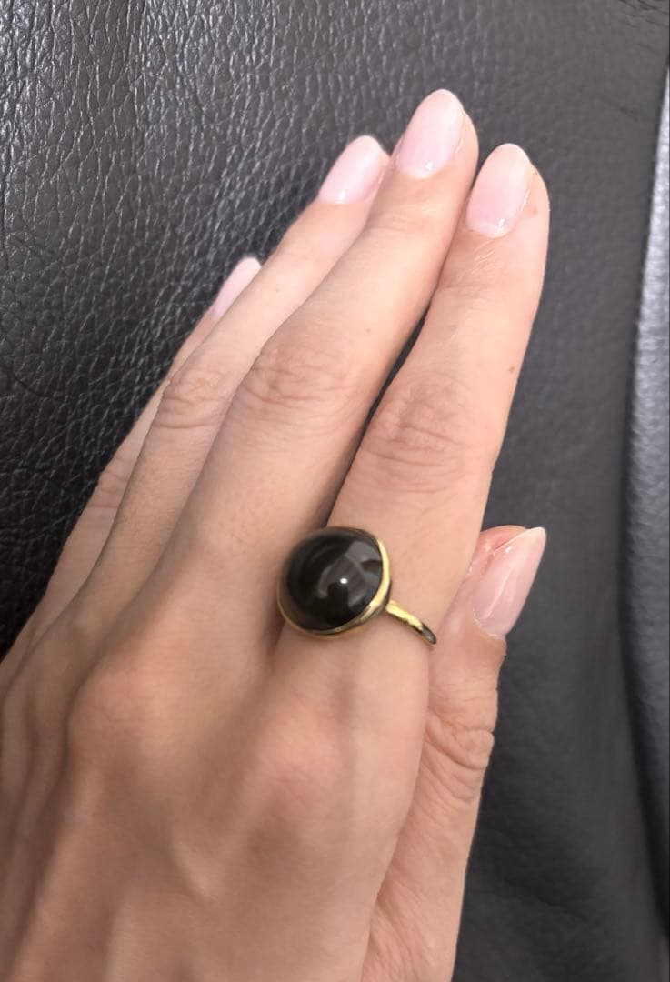 【鑑別付】K10モルダバイト（8.348ct）リング14号