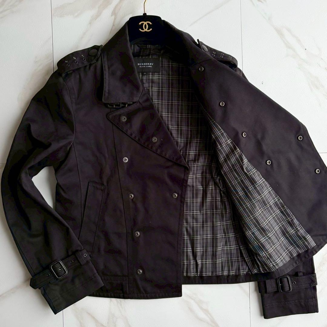 美品◇バーバリーブラックレーベル ライダース ジャケット チェック M