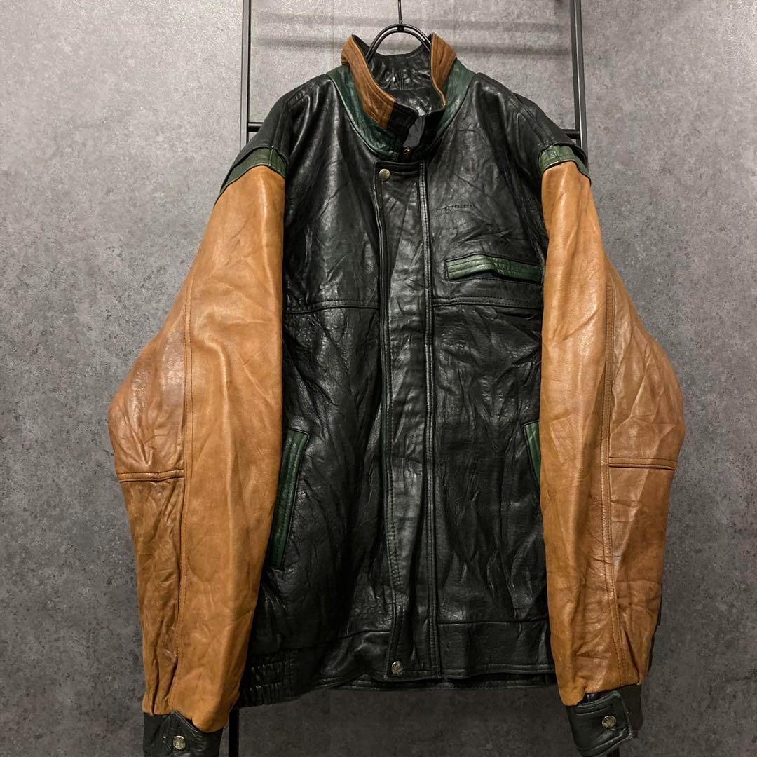 カナダ製《US古着》ヴィンテージ レザー ジャケット/ブルゾン メンズL-XL