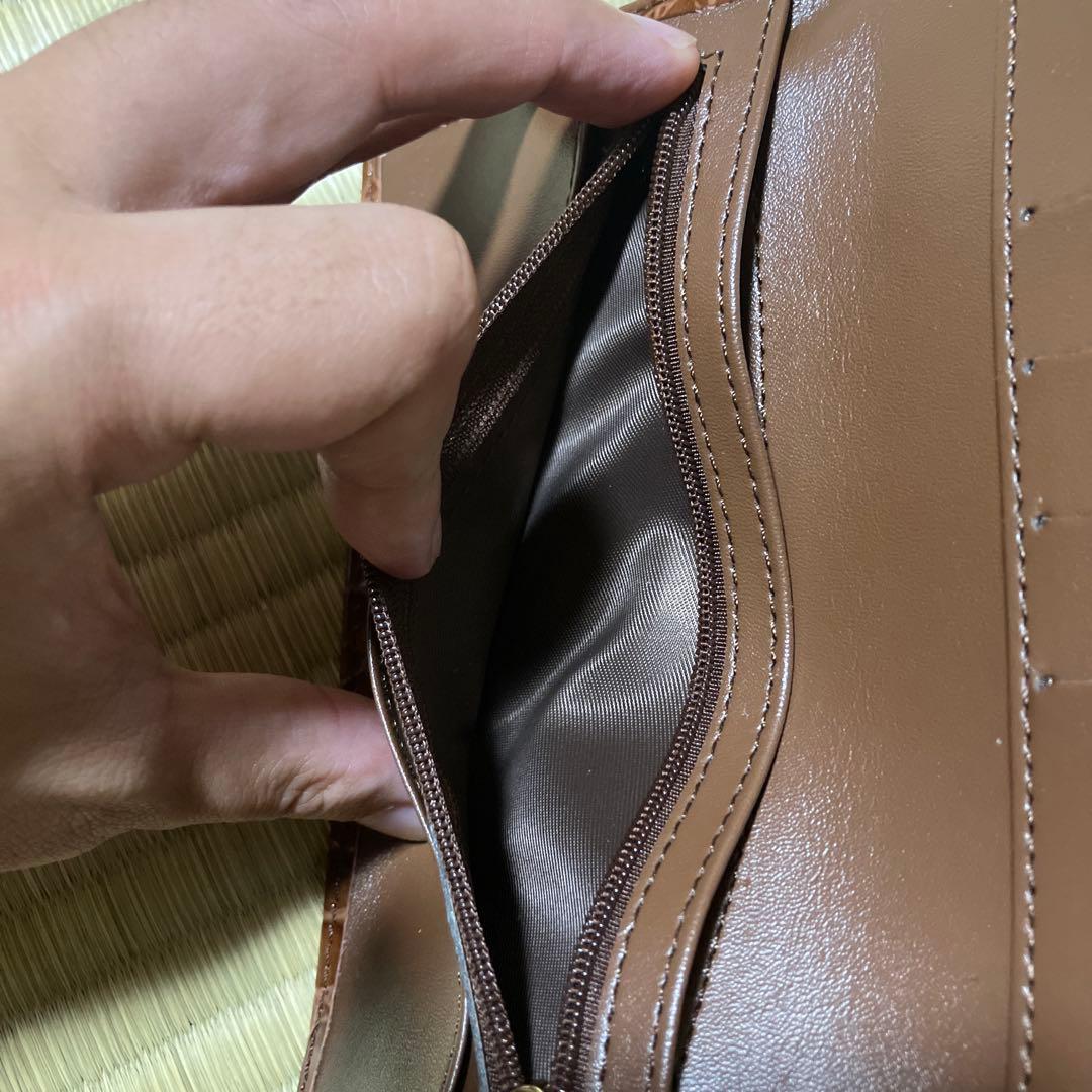 値下げ中】皇居限定 長財布 メンズ レディース クロコ調 ブラウン 新品