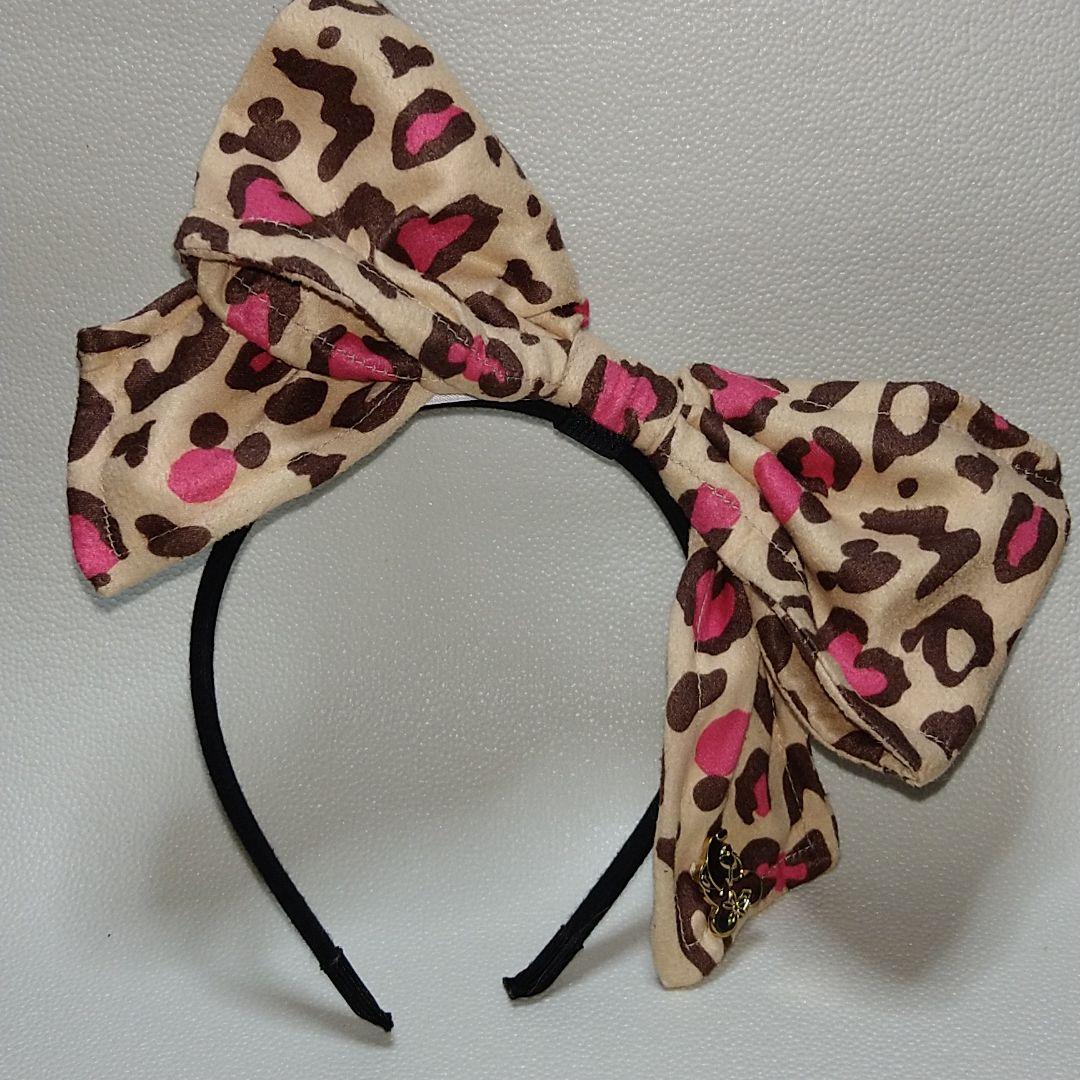 ディズニー カチューシャ ミニーカチューシャ ヒョウ柄リボン - メルカリ