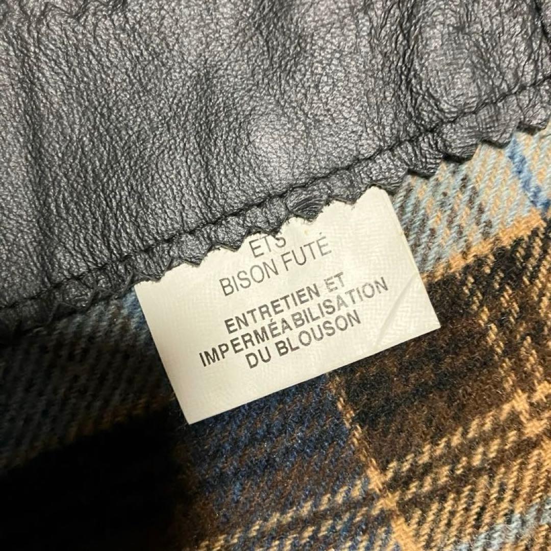 90s ビンテージ フランス製 レザー カバーオール カーコート バイソン