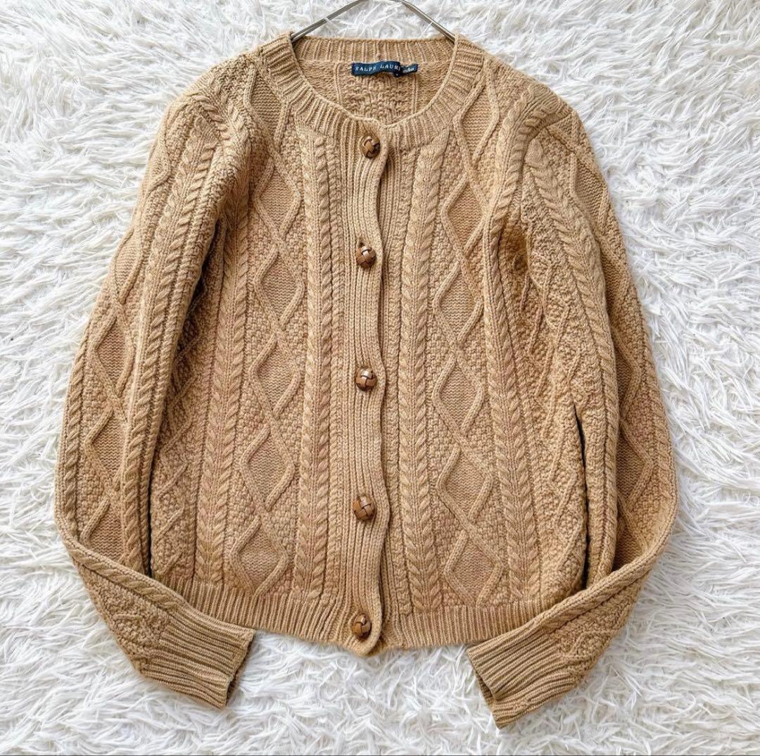 ラルフローレン ケーブルニット カーディガン カシミヤ 胡桃ボタン