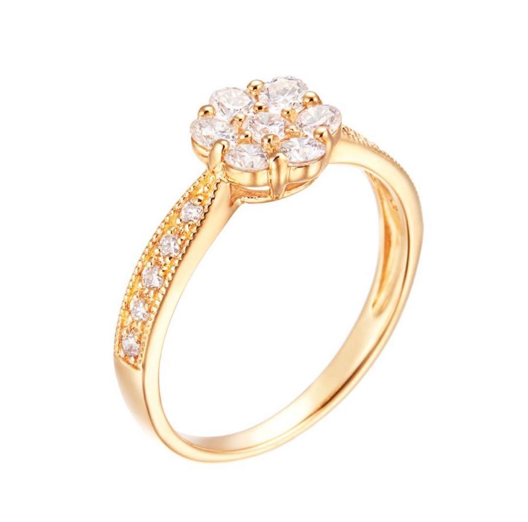 【定価15万】ジュエリーツツミ k18 ダイヤモンドフラワーリング 0.5ct
