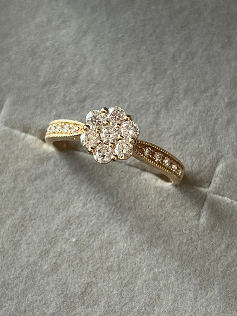 【定価15万】ジュエリーツツミ k18 ダイヤモンドフラワーリング 0.5ct