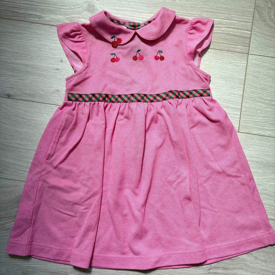 familiar ファミリア さくらんぼ チェリー 刺繍 半袖ワンピース 90