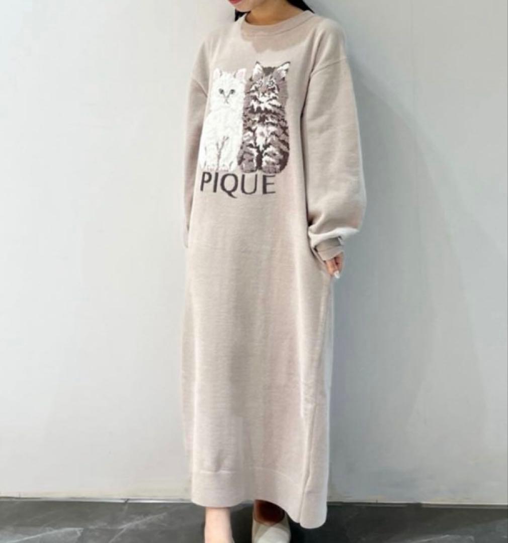 ジェラートピケ ツインキャットジャガードワンピース＆ブランケット