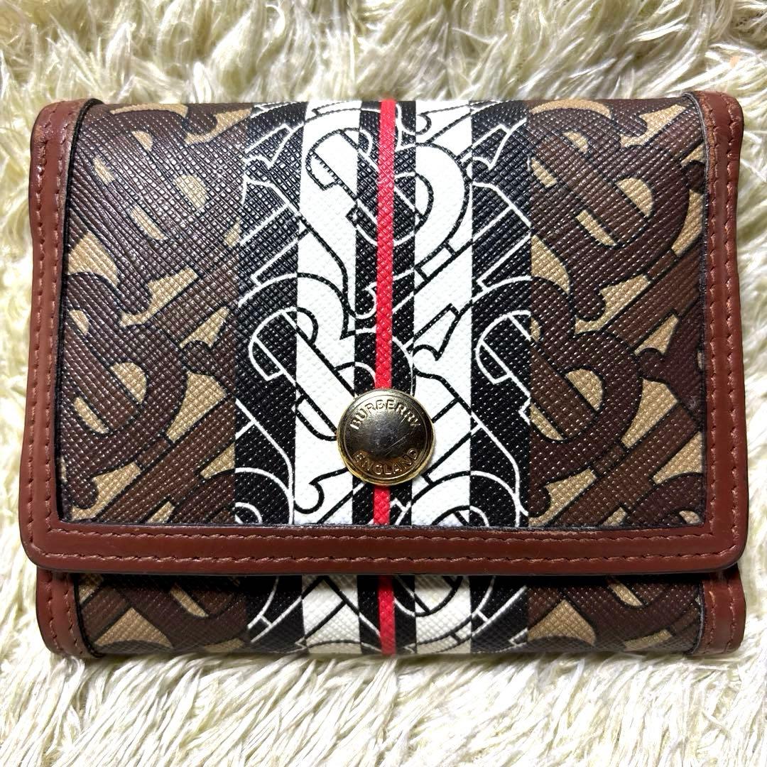 BURBERRY バーバリー TB モノグラム 折り財布 本革レザー PVC