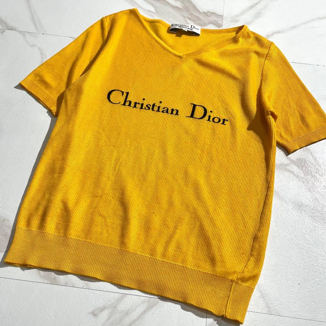 入手困難✨ ディオール 半袖ニット サマーニット ロゴ イエロー コットン イエロー（黄色）系 Dior(ディオール) ニット・セーター(レディース