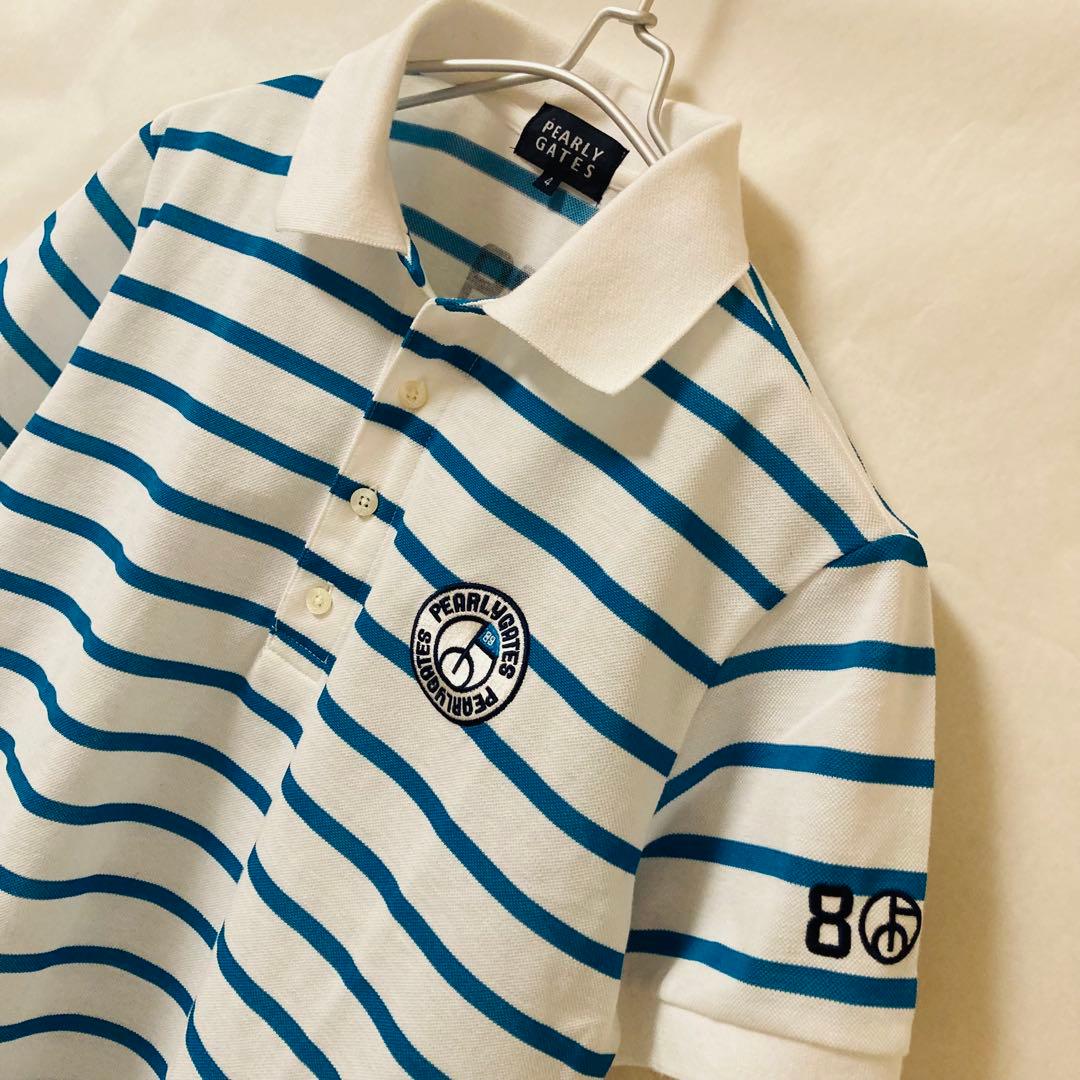 美品✳️PEARLY GATES『ゴルフ ポロシャツ ボーダー 半袖』サイズ4