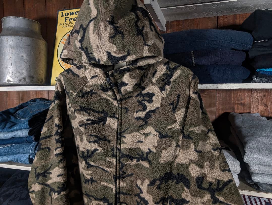 00s old Carhartt タイガーカモ ジップパーカー ワンポイント刺繍
