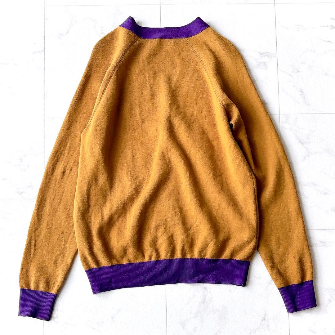 CABaN バイカラーVネックカーディガン M キャメル×パープル 定番人気