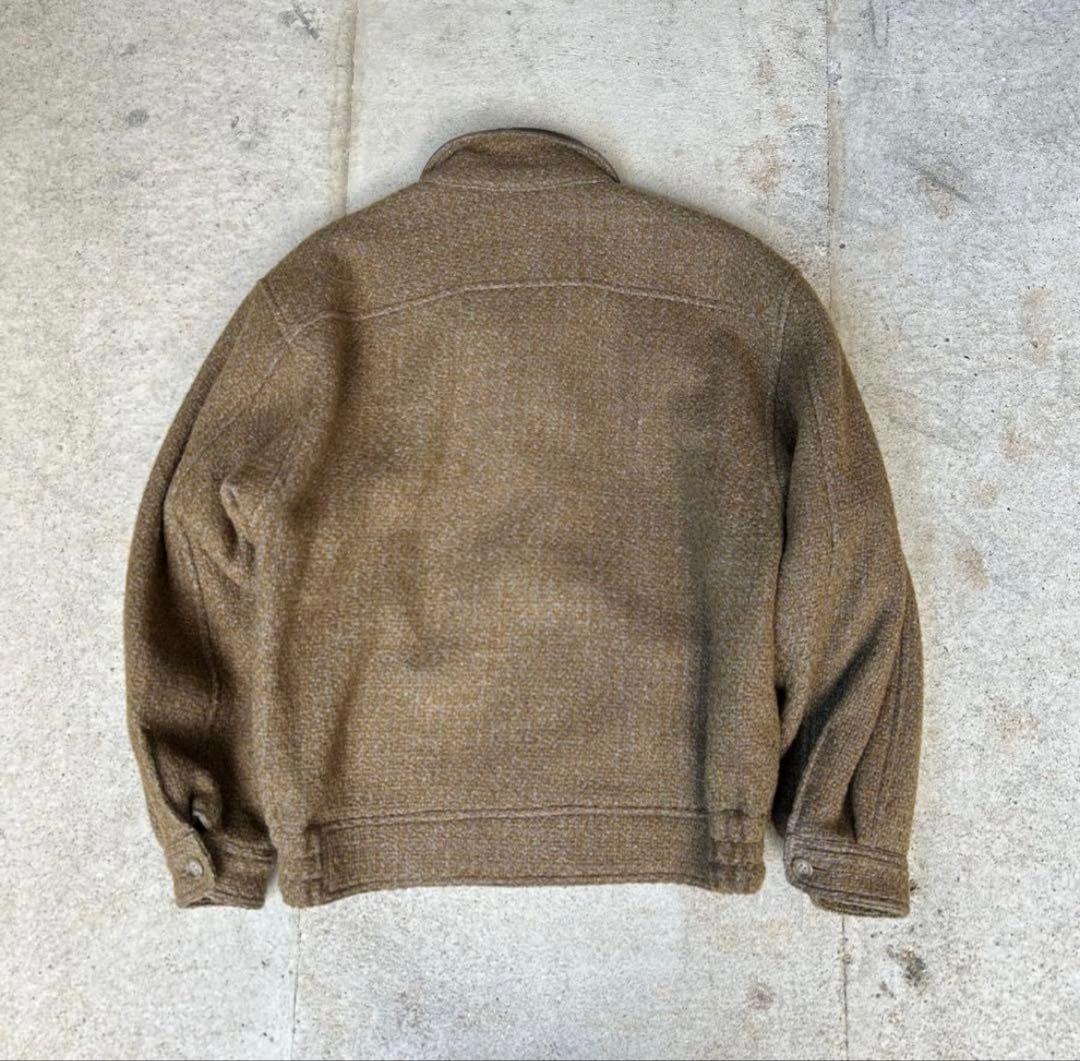 Japan vintage leather collar wool jacket