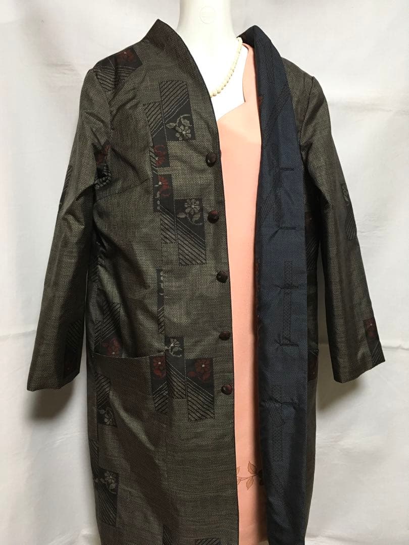 着物リメイク 正絹大島紬 リバーシブルコート! - メルカリ