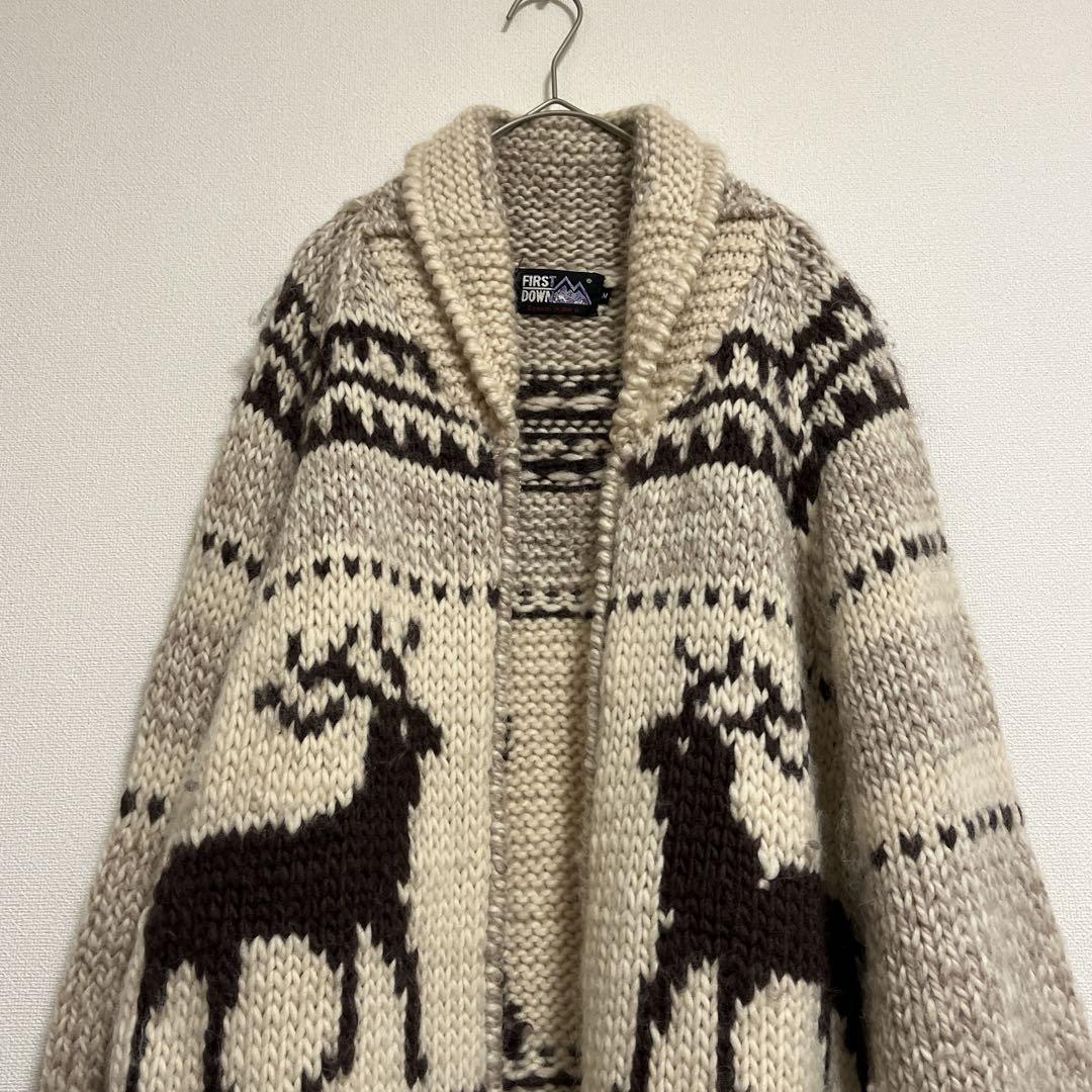 カウチン カウチンセーター ファーストダウン トナカイ、鹿柄ニット