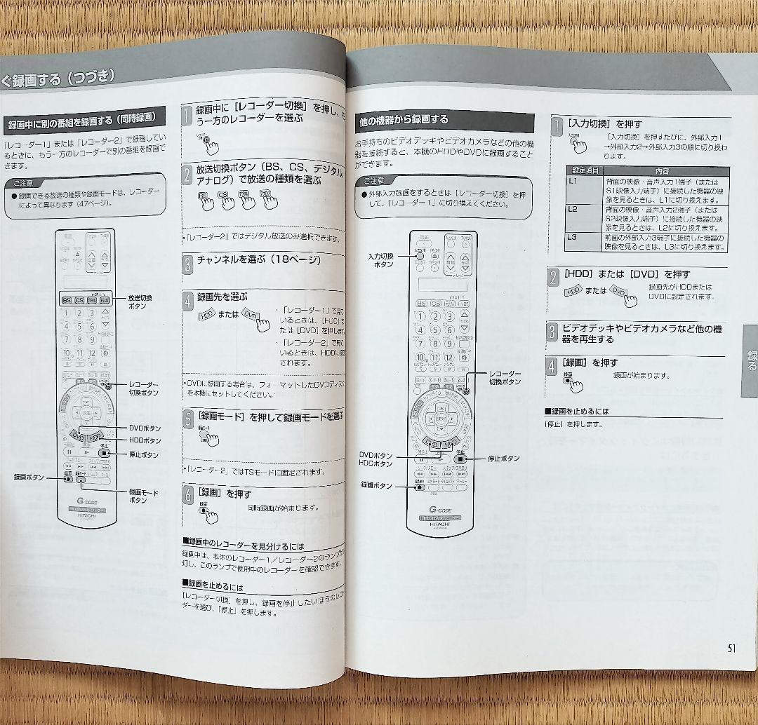取扱説明書 日立 HITACHI Wooo HDD/DVDレコーダー - メルカリ