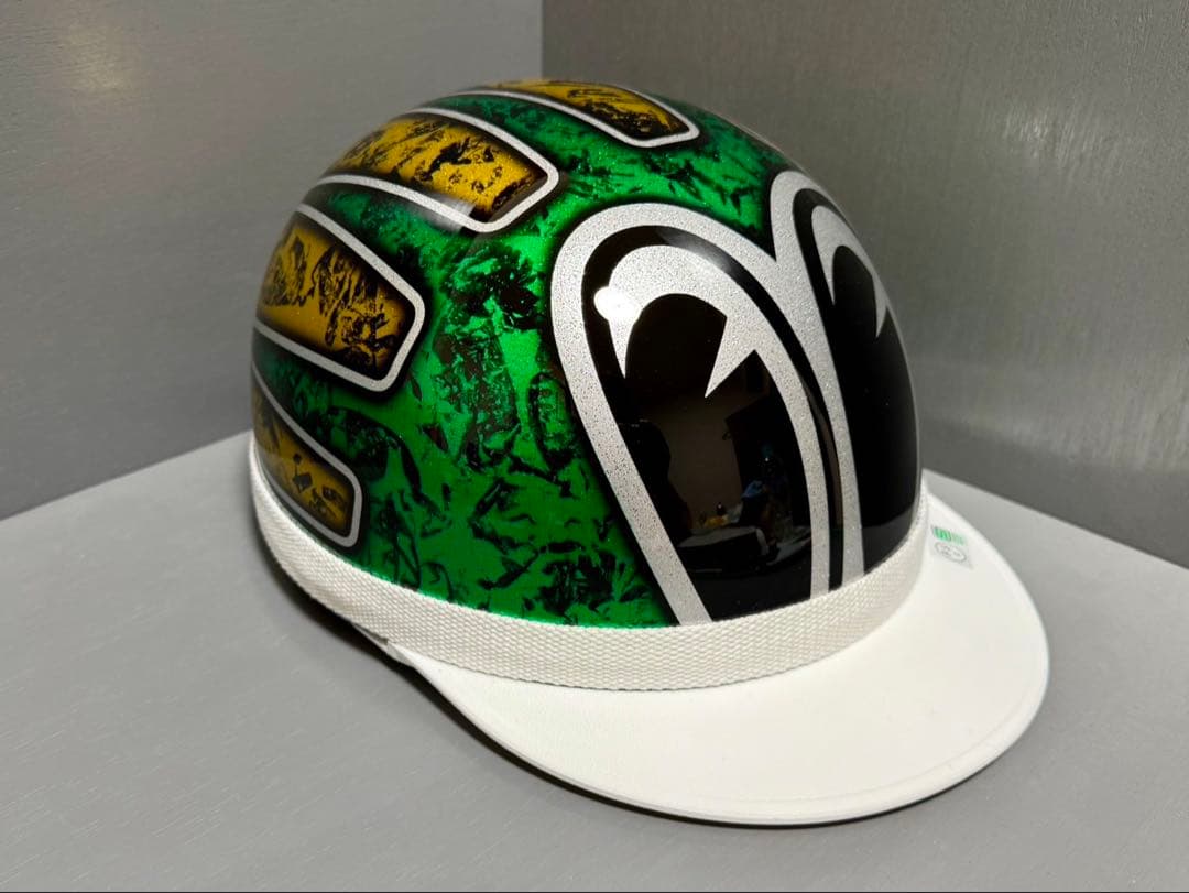 三つボタンコルク半ヘルメット カスタムペイント SP忠男デザイン