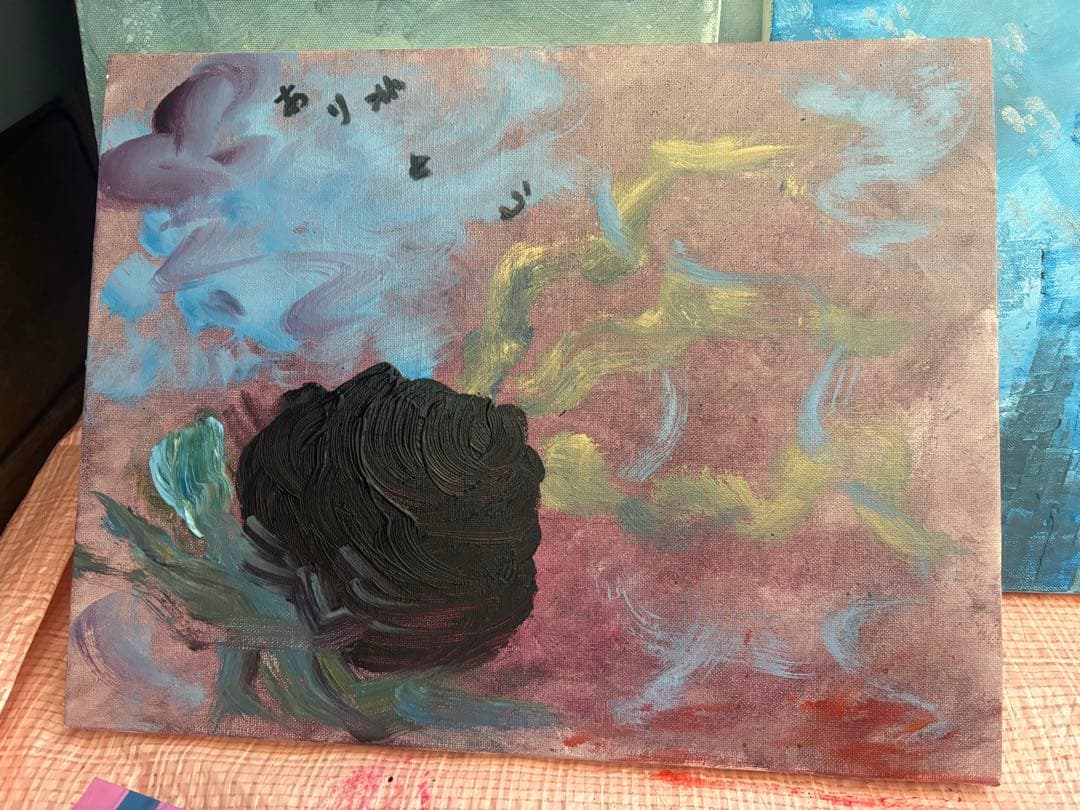 抽象的な油絵 花のようなデザイン さくっと描く抽象画「花」の油絵 ｜ easy oil painting flower